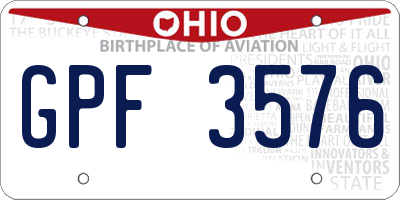 OH license plate GPF3576