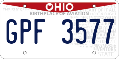 OH license plate GPF3577