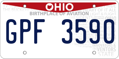 OH license plate GPF3590