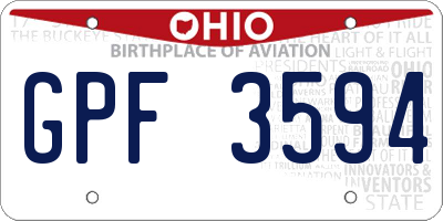 OH license plate GPF3594