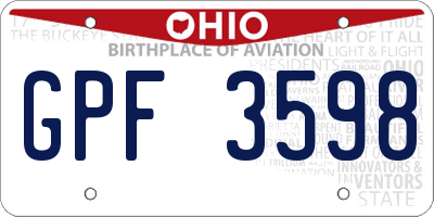 OH license plate GPF3598