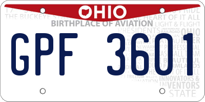 OH license plate GPF3601
