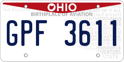 OH license plate GPF3611