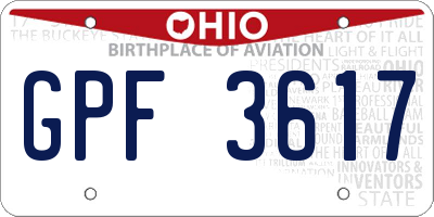OH license plate GPF3617