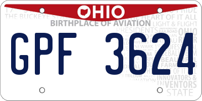 OH license plate GPF3624