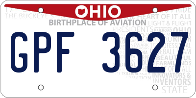 OH license plate GPF3627