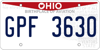 OH license plate GPF3630