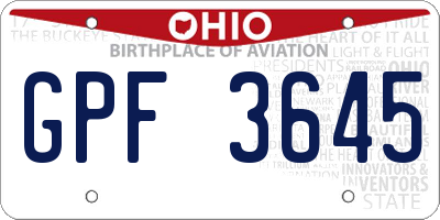 OH license plate GPF3645