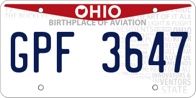 OH license plate GPF3647