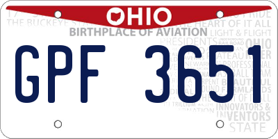 OH license plate GPF3651