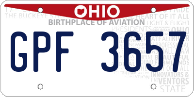 OH license plate GPF3657