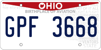 OH license plate GPF3668