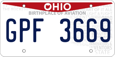 OH license plate GPF3669