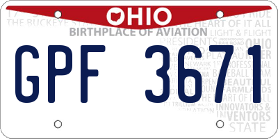 OH license plate GPF3671