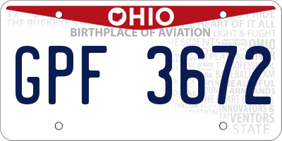 OH license plate GPF3672