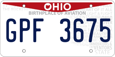 OH license plate GPF3675
