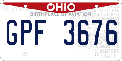 OH license plate GPF3676