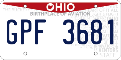 OH license plate GPF3681
