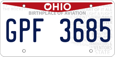 OH license plate GPF3685