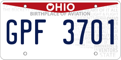 OH license plate GPF3701