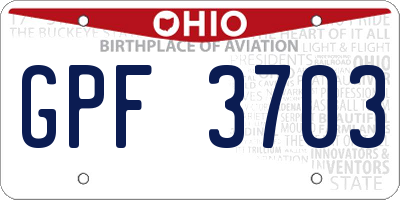 OH license plate GPF3703