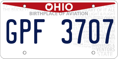 OH license plate GPF3707