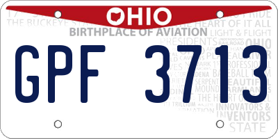 OH license plate GPF3713