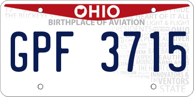 OH license plate GPF3715