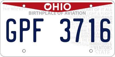 OH license plate GPF3716