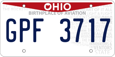 OH license plate GPF3717