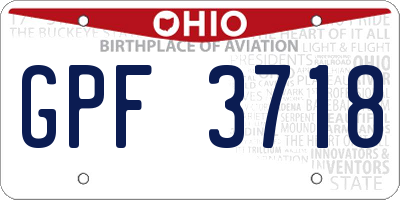 OH license plate GPF3718