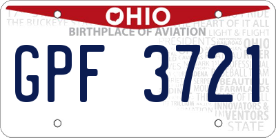 OH license plate GPF3721