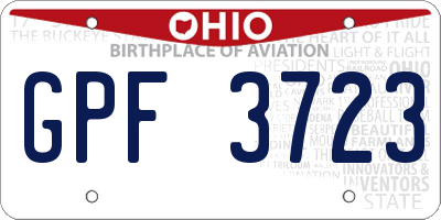OH license plate GPF3723