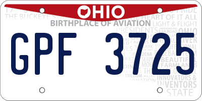 OH license plate GPF3725