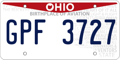 OH license plate GPF3727