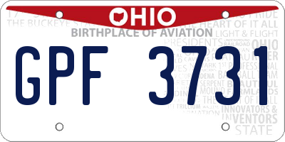 OH license plate GPF3731