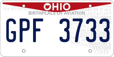 OH license plate GPF3733