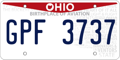 OH license plate GPF3737