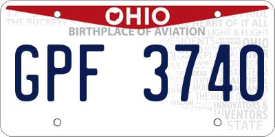 OH license plate GPF3740