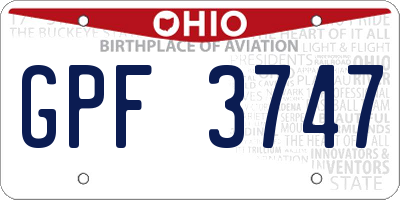 OH license plate GPF3747