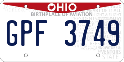 OH license plate GPF3749