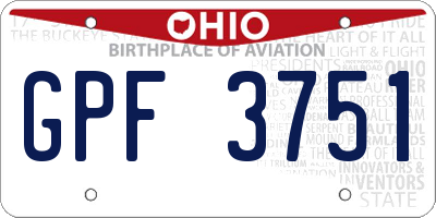 OH license plate GPF3751