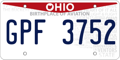 OH license plate GPF3752