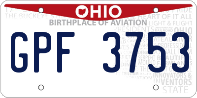 OH license plate GPF3753