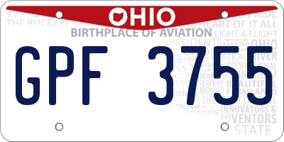 OH license plate GPF3755