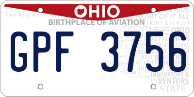 OH license plate GPF3756
