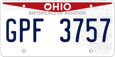 OH license plate GPF3757