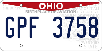 OH license plate GPF3758