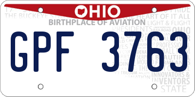 OH license plate GPF3763