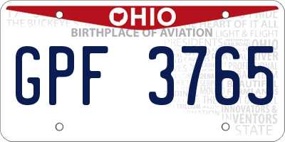 OH license plate GPF3765